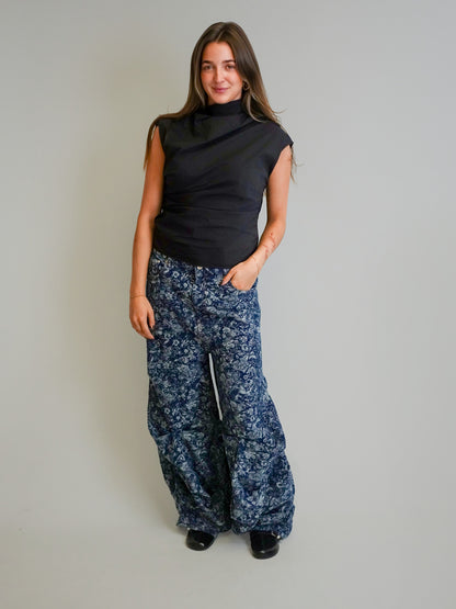 TAPESTRY DENIM DRAPEY JEANS MID BLUE STONE