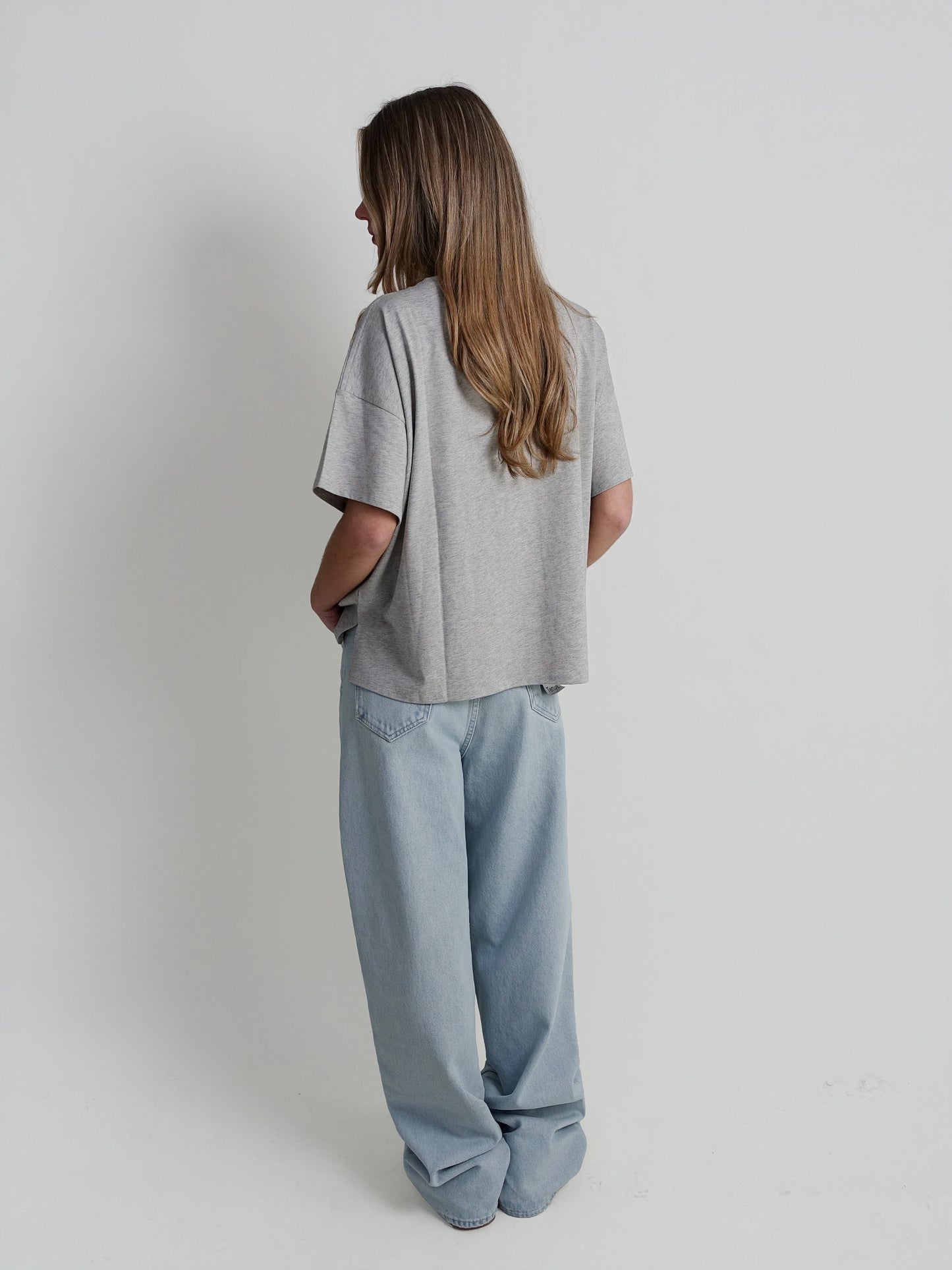 MANCHES COURTES OVERSIZE BASILUZZO GREY MELANGE