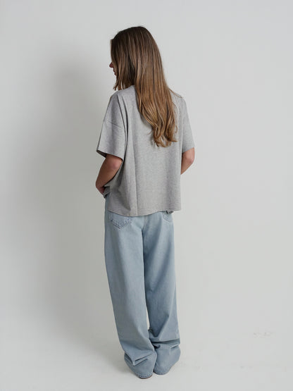 MANCHES COURTES OVERSIZE BASILUZZO GREY MELANGE