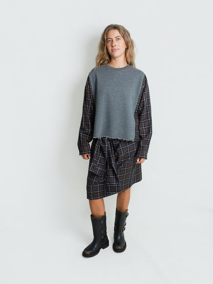 MARIANNE DARK GREY BROWN CHECK