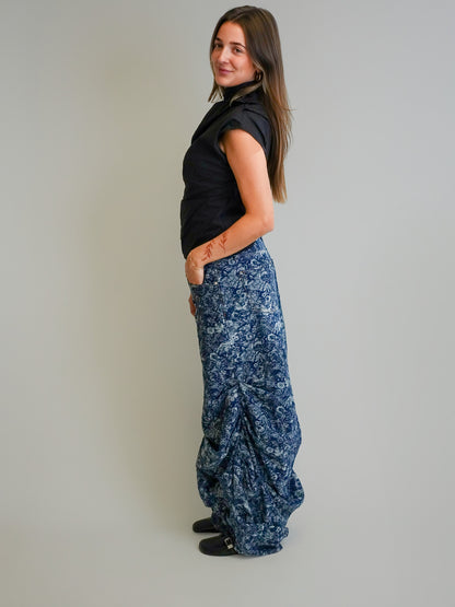 TAPESTRY DENIM DRAPEY JEANS MID BLUE STONE