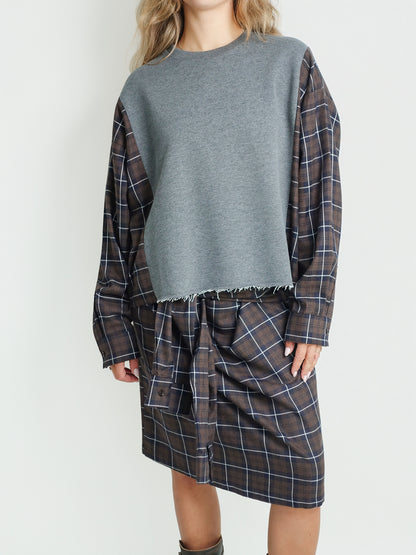 MARIANNE DARK GREY BROWN CHECK