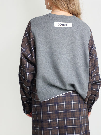 MARIANNE DARK GREY BROWN CHECK