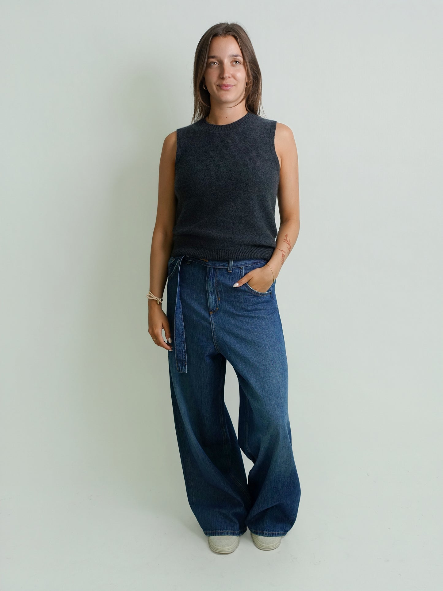 CREW NECK VEST GREY MELANGE
