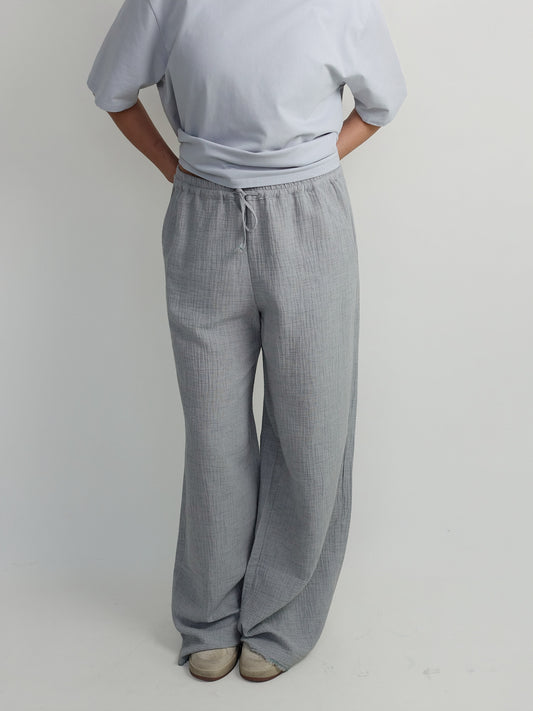 RILEY PANTS LIGHT COTTON GREY MELANGE