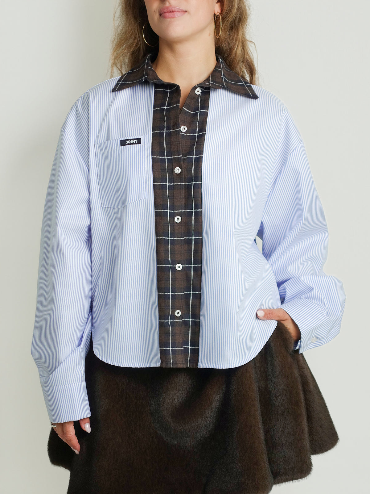 SARA MULTICHECK BLUE BROWN