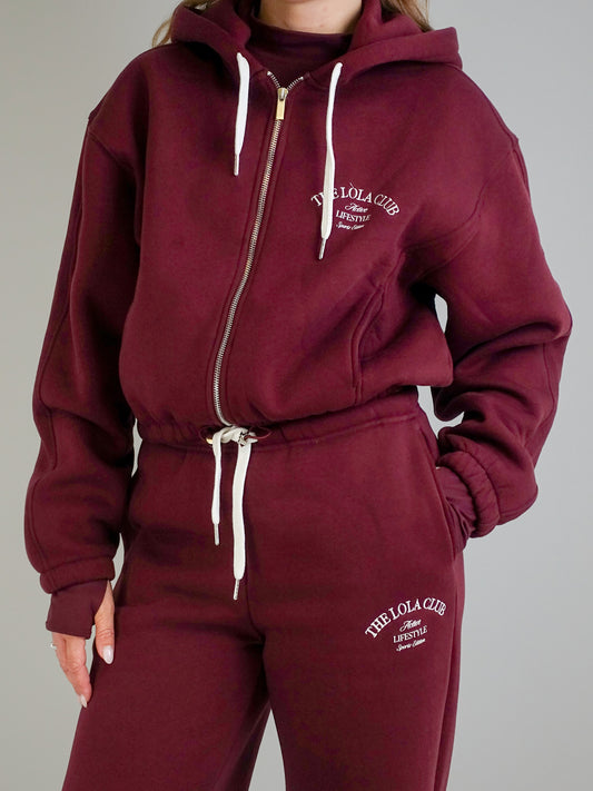 ZIP THROUGH HOODIE CHERRY RED