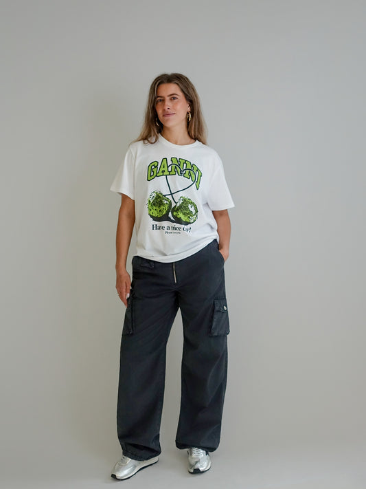 BASIC JERSEY CHERRY RELAXED T-SHIRT BRIGHT WHITE