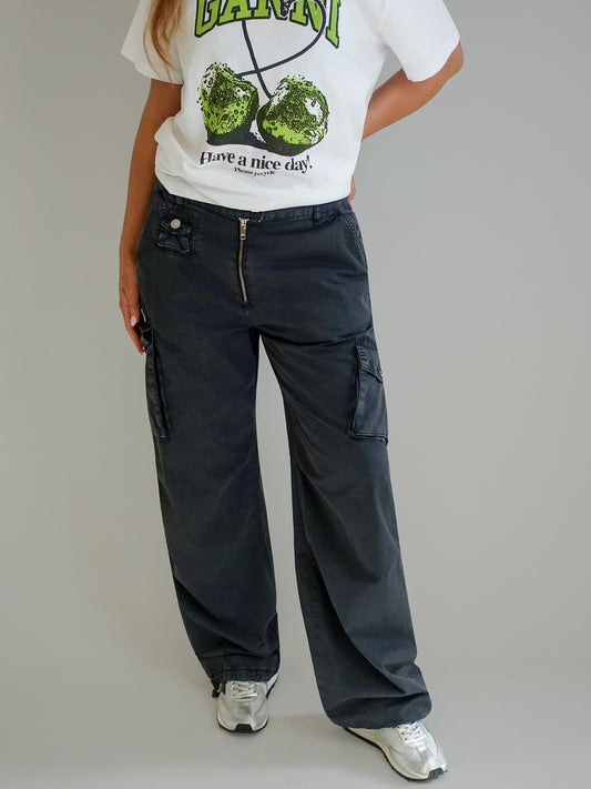 WASHED COTTON TWILL PANTS PHANTOM