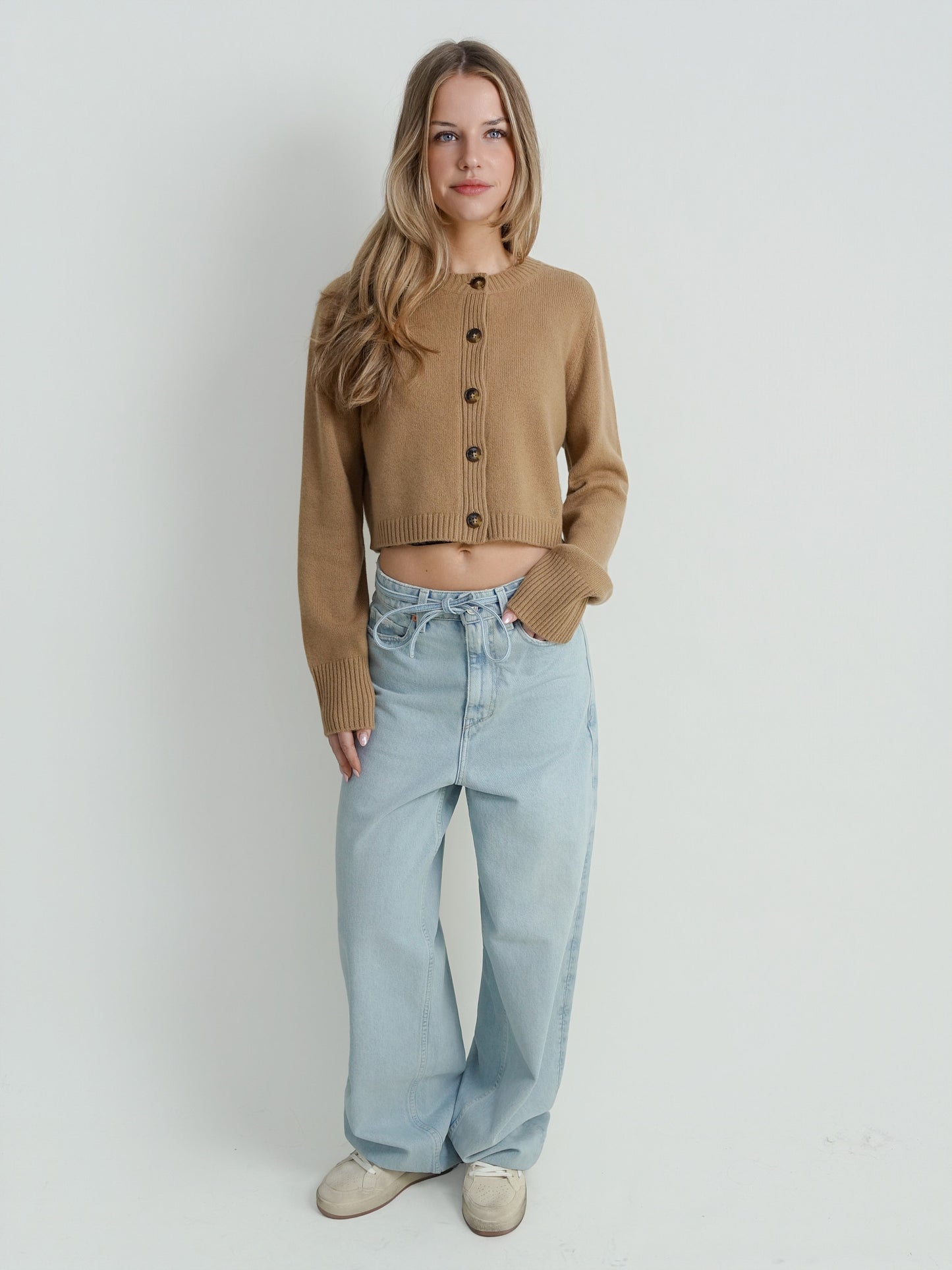 ZEPHIR LDS CROPPED CARDIGAN CAMEL
