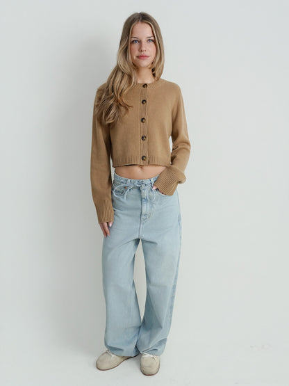 ZEPHIR LDS CROPPED CARDIGAN CAMEL