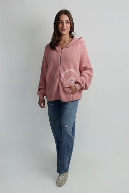 A LOGO FULL ZIP PINK