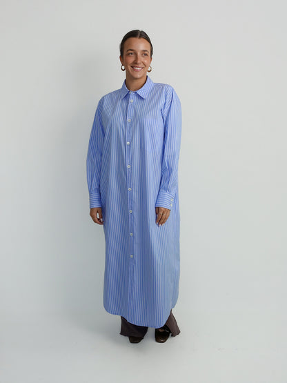 HARVEY SHIRT STRIPED DESTRESSED BLUE