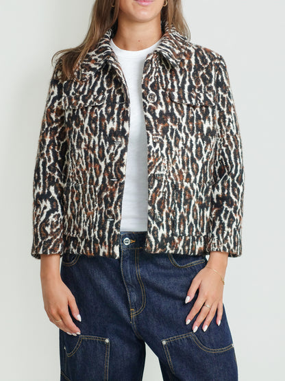 BRUSHED LEOPARD JACQUARD BLAZER EGRET