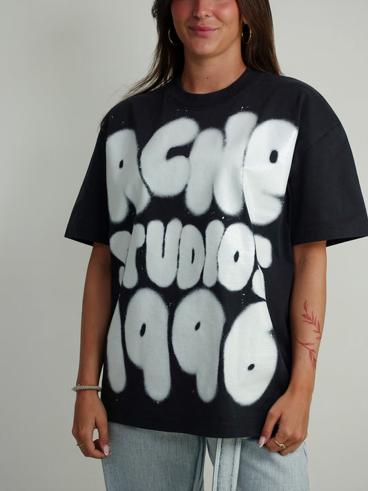 ERESA U SPRAY LOGO T-SHIRT BLACK/WHITE