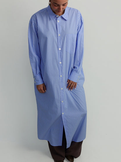 HARVEY SHIRT STRIPED DESTRESSED BLUE