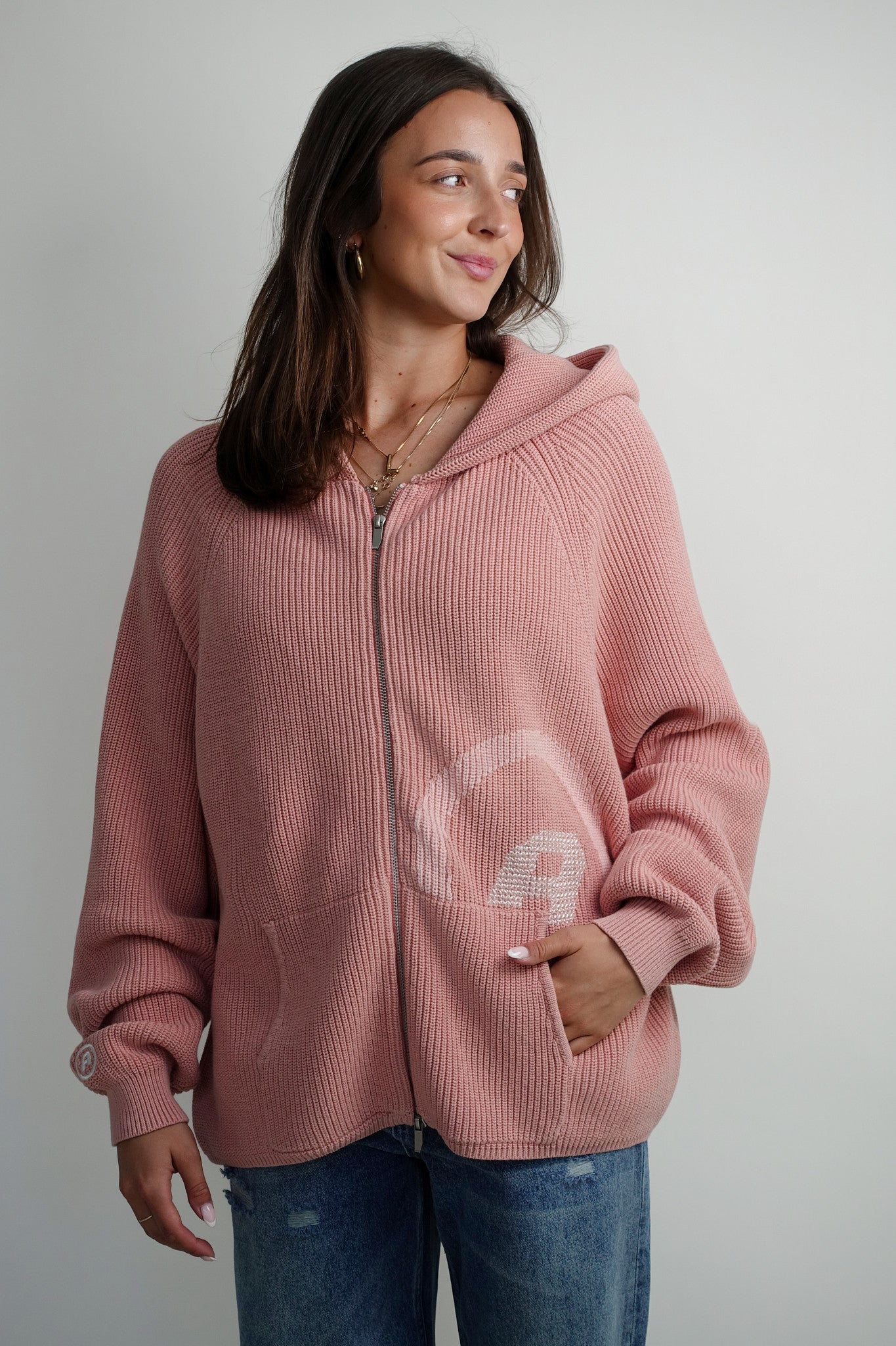 A LOGO FULL ZIP PINK