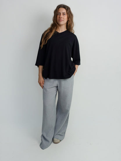 HARLOW V-NECK T-SHIRT BLACK