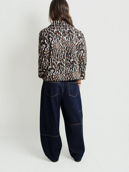 BRUSHED LEOPARD JACQUARD BLAZER EGRET