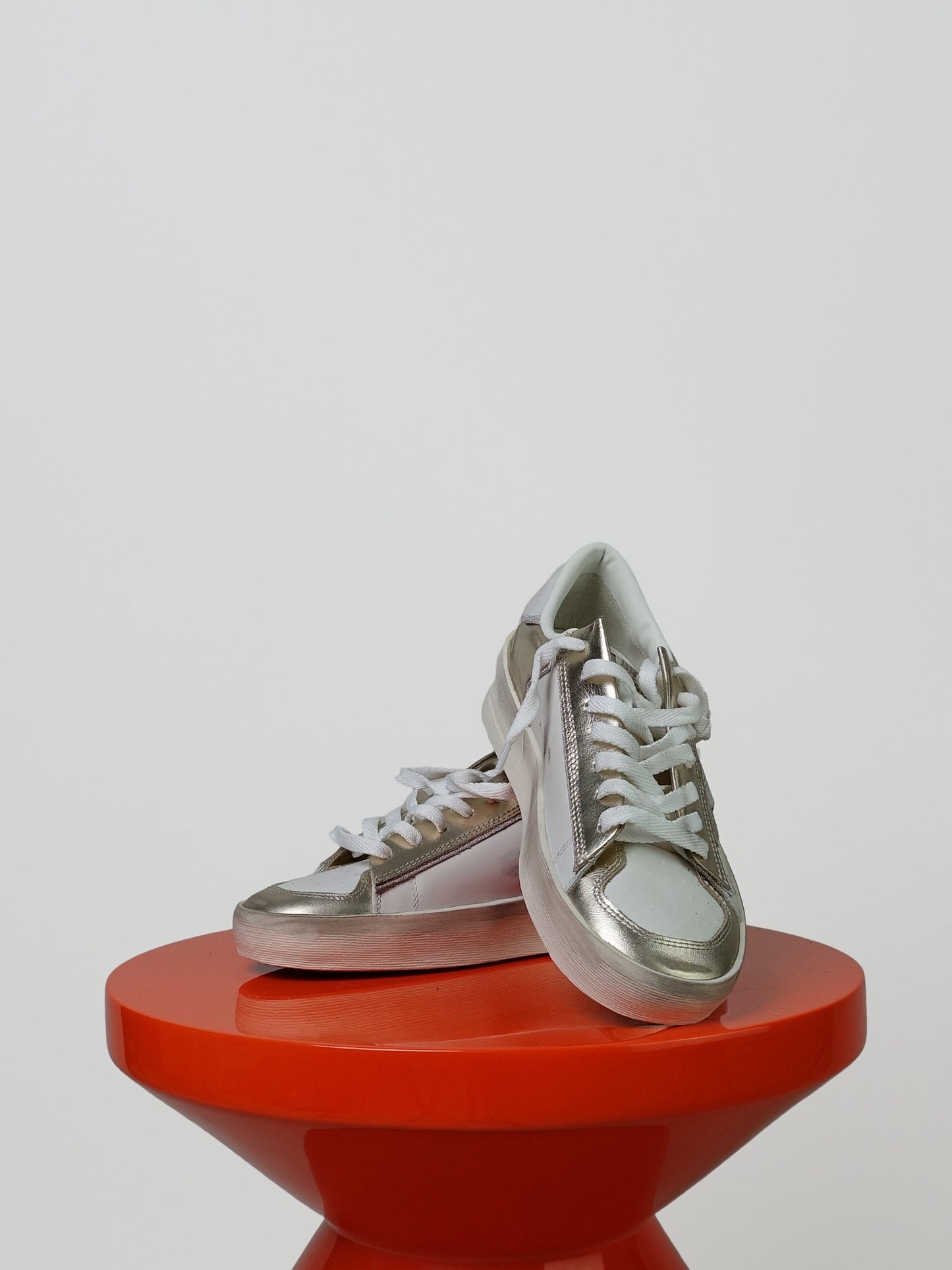 STARDAN SUEDE AND LAMINATED LEATHER UPPER SUEDE STAR LAMINATED LEATHER HEEL GLITTER PIPING PLATINUM/MILK/BEIG E