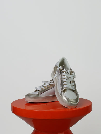 STARDAN SUEDE AND LAMINATED LEATHER UPPER SUEDE STAR LAMINATED LEATHER HEEL GLITTER PIPING PLATINUM/MILK/BEIG E