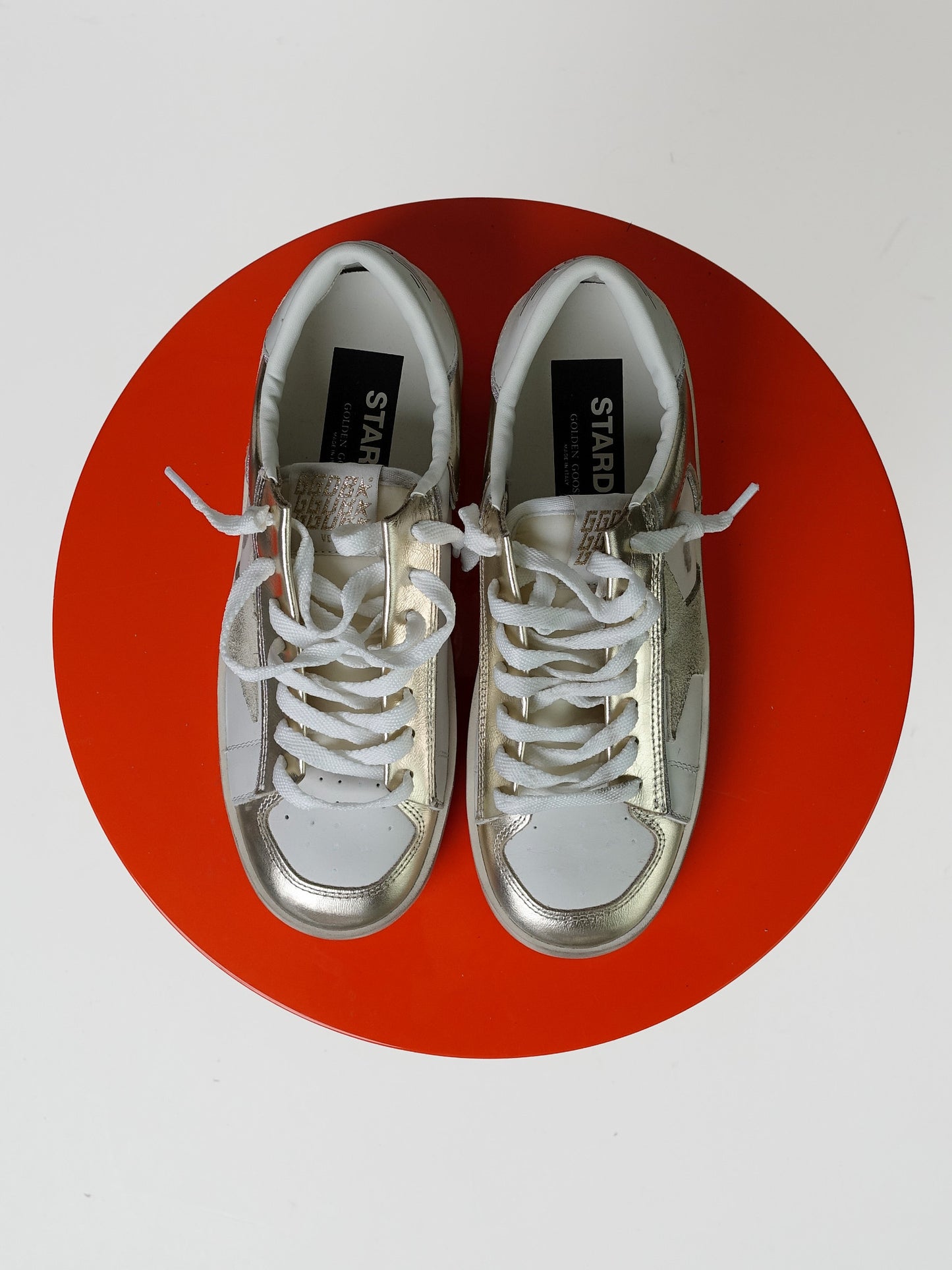 STARDAN SUEDE AND LAMINATED LEATHER UPPER SUEDE STAR LAMINATED LEATHER HEEL GLITTER PIPING PLATINUM/MILK/BEIG E