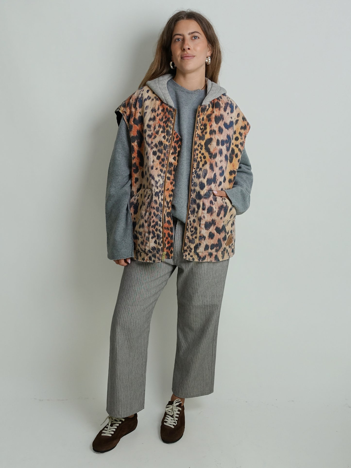 RELAXED WORKWEAR VEST VINTAGE ORANGE LEOPARD