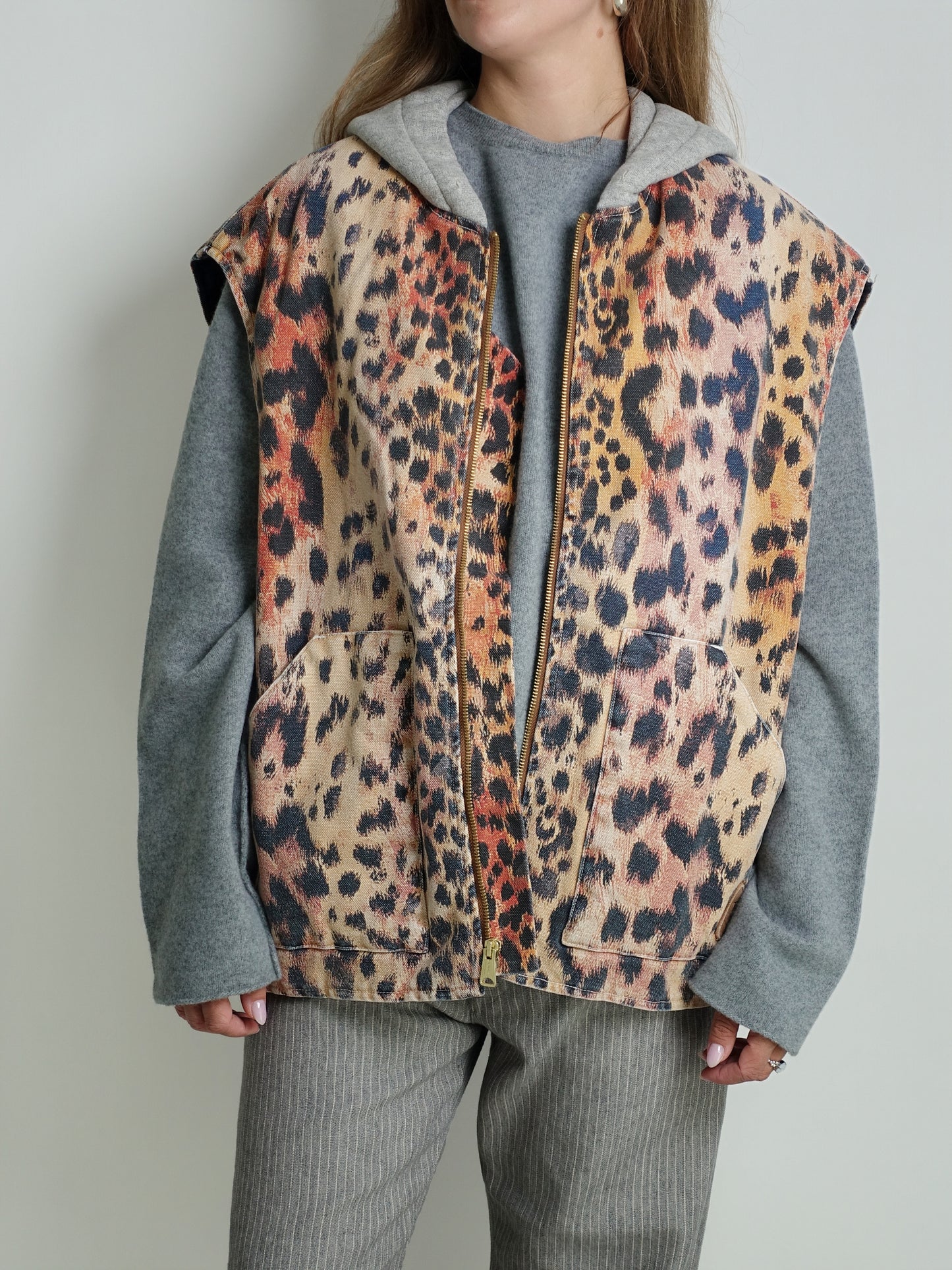 RELAXED WORKWEAR VEST VINTAGE ORANGE LEOPARD