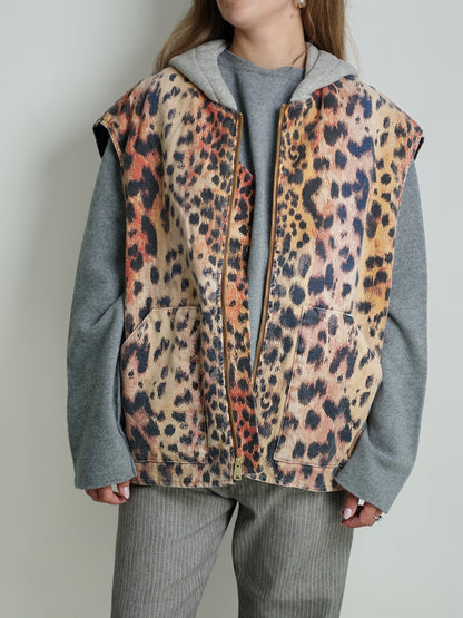 RELAXED WORKWEAR VEST VINTAGE ORANGE LEOPARD