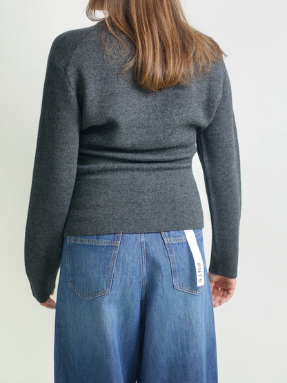 CREW NECK CARDIGAN GREY MELANGE