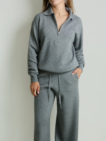 DRAWSTRING PANTS WOOL CASHMERE MID GREY