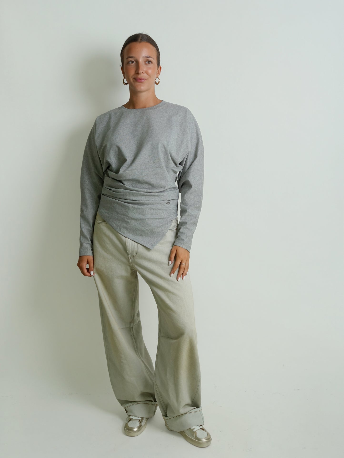 HEAVY STRETCH COTTON DRAPED BLOUSE PALOMA