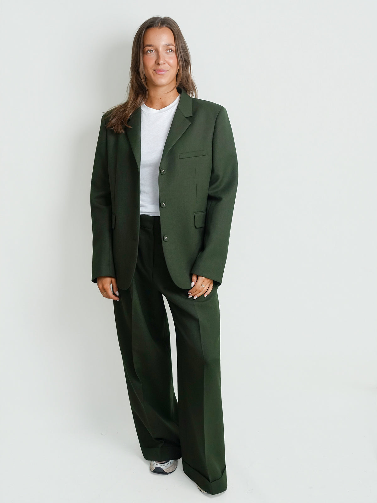 SINGLE WOOL TWILL BLAZER KOMBU GREEN