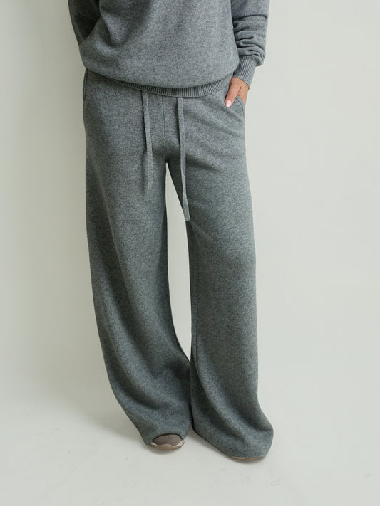 DRAWSTRING PANTS WOOL CASHMERE MID GREY