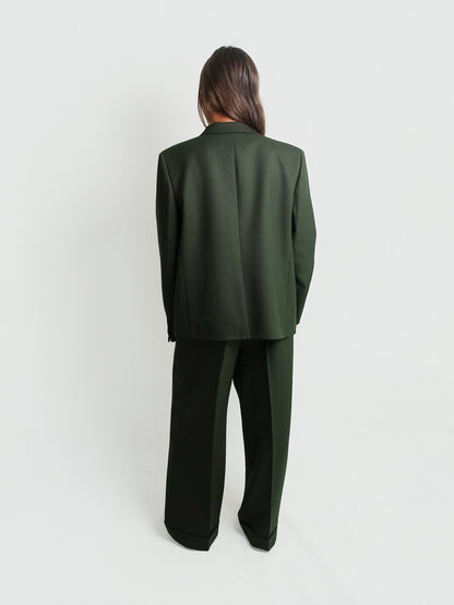 SINGLE WOOL TWILL BLAZER KOMBU GREEN