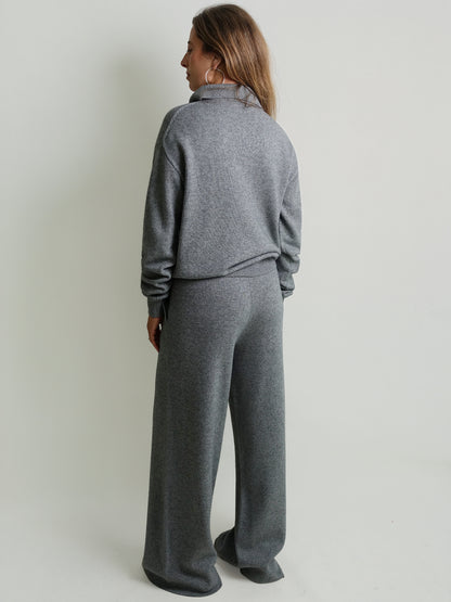 DRAWSTRING PANTS WOOL CASHMERE MID GREY