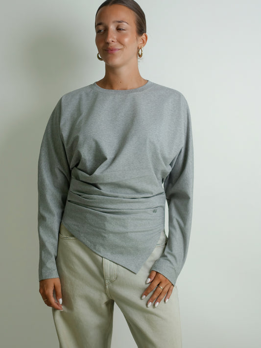 HEAVY STRETCH COTTON DRAPED BLOUSE PALOMA