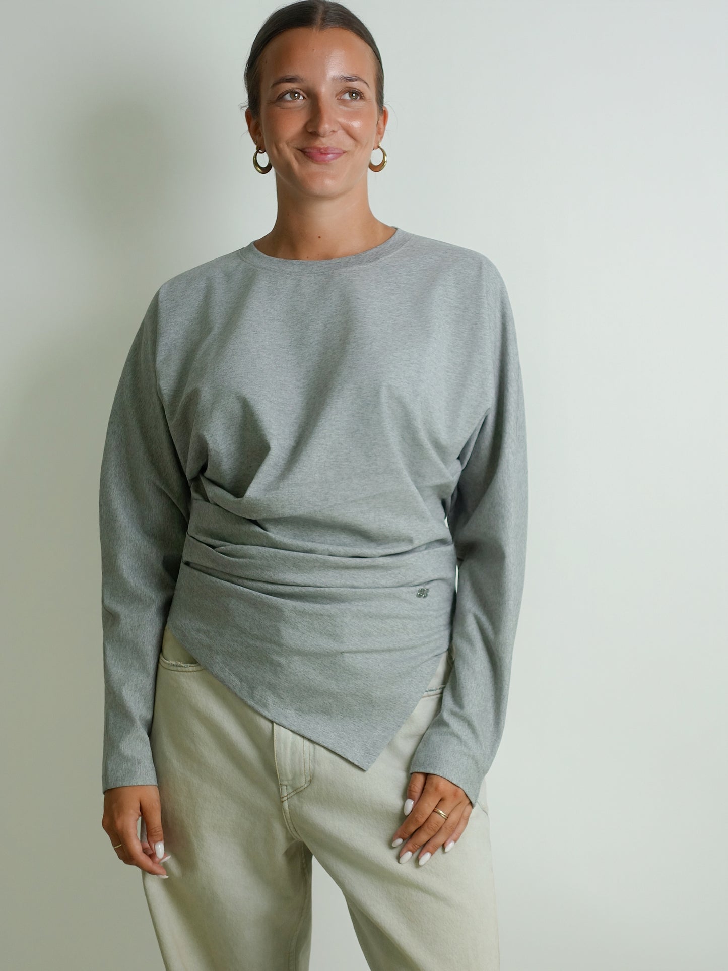 HEAVY STRETCH COTTON DRAPED BLOUSE PALOMA