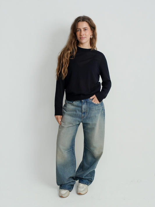 DITTO FINE CREWNECK SWEATER BLACK