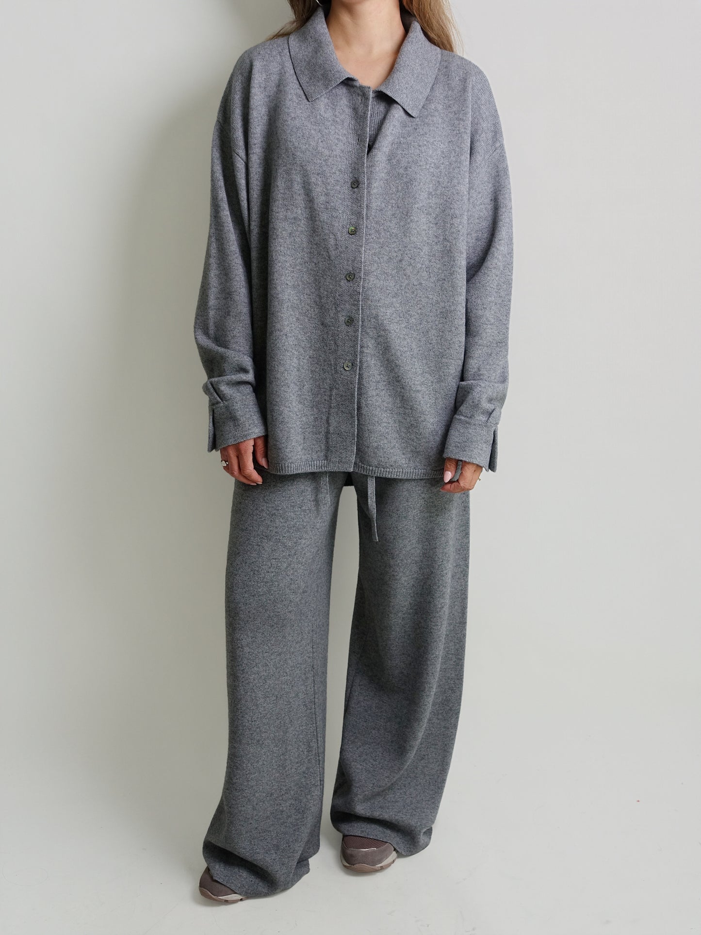KNITTED SHIRT WOOL CASHMERE MID GREY
