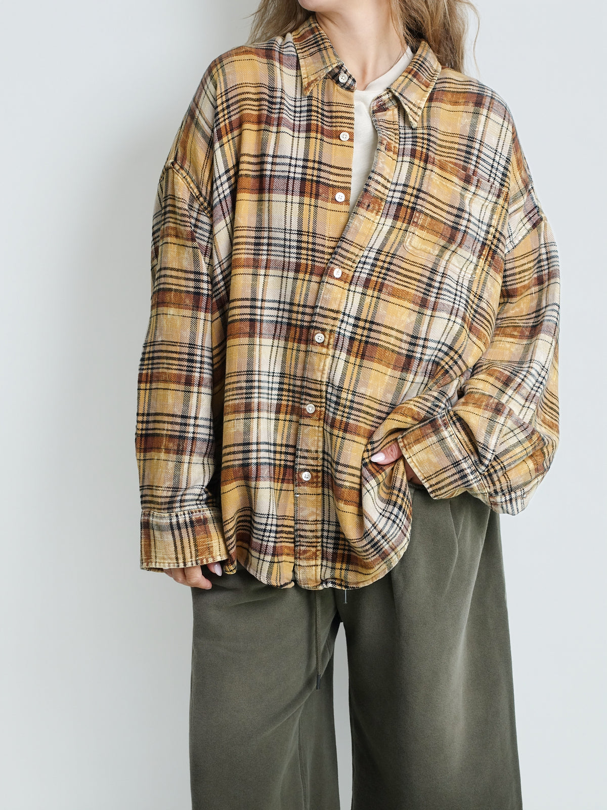 DROP NECK SHIRT YELLOW PLAID
