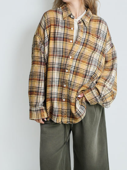 DROP NECK SHIRT YELLOW PLAID