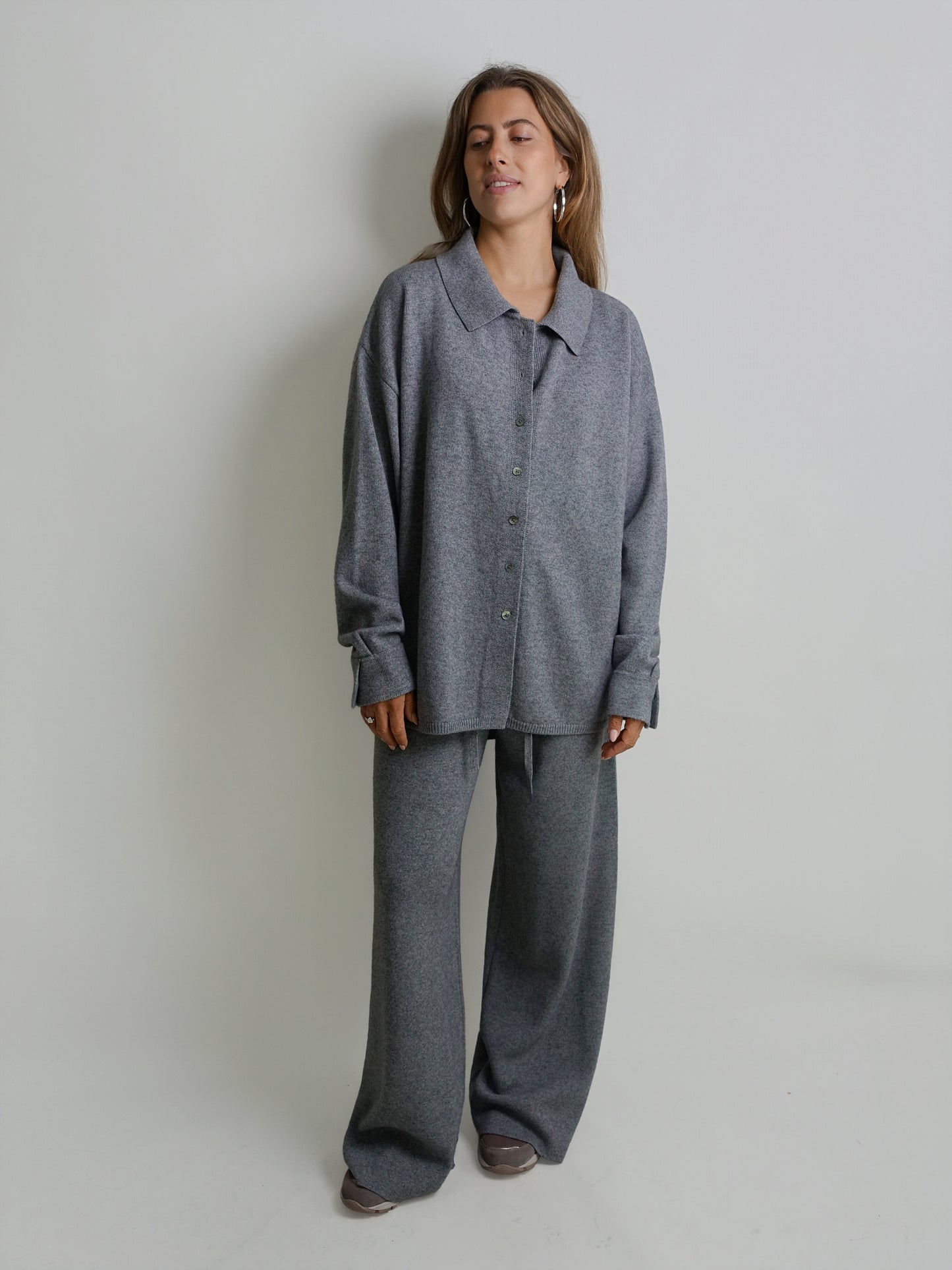 KNITTED SHIRT WOOL CASHMERE MID GREY