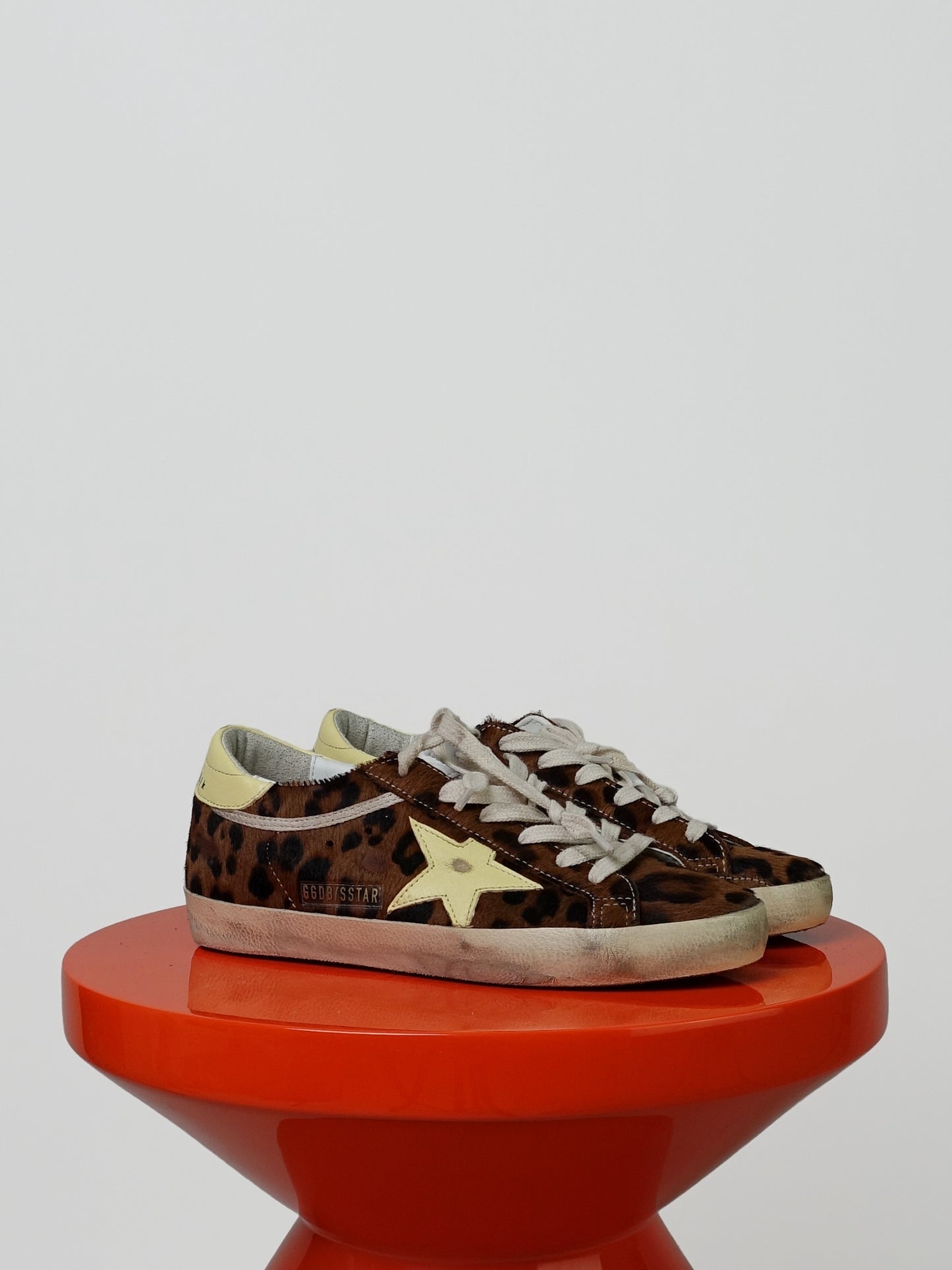 SUPER-STAR HORSY UPPER TOE AND TONGUE NAPPA STAR AND HEEL LEOPARD/PALE YELLOW