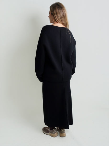 SKIRT WOOL CASHMERE BLACK