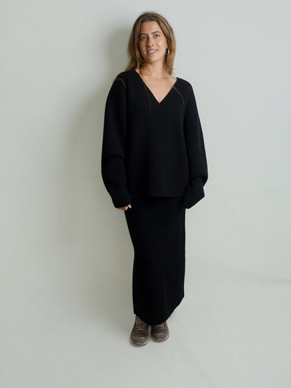SKIRT WOOL CASHMERE BLACK