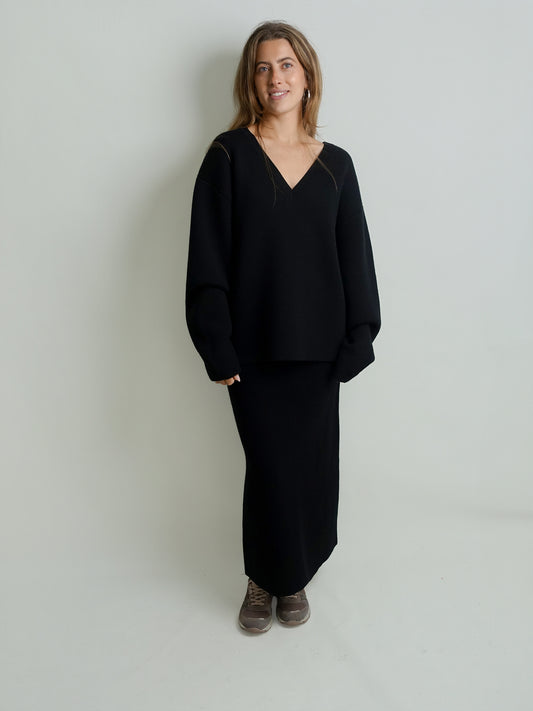 SKIRT WOOL CASHMERE BLACK