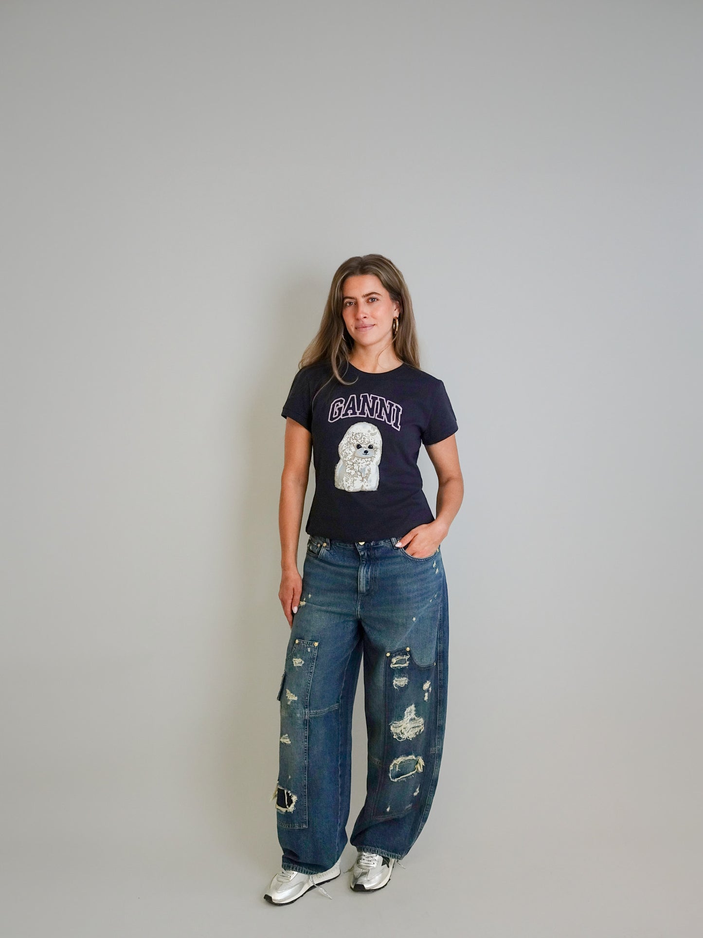 POODLE CROPPED T-SHIRT BLACK