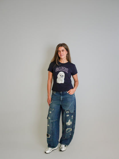 POODLE CROPPED T-SHIRT BLACK