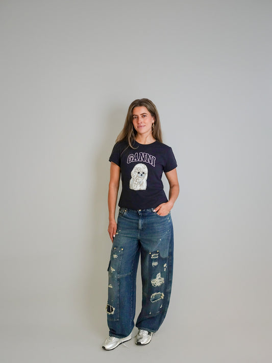 POODLE CROPPED T-SHIRT BLACK